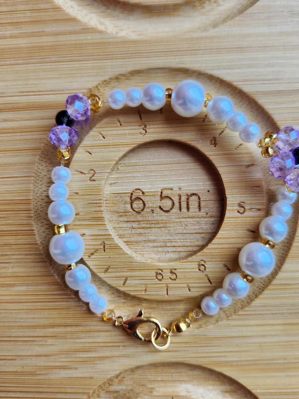 Elegant Pearl and Lavender Crystal Bracelet